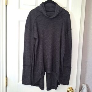 Free People We The Free Tara Turtleneck Open Split Back Top Womens S Small Black
